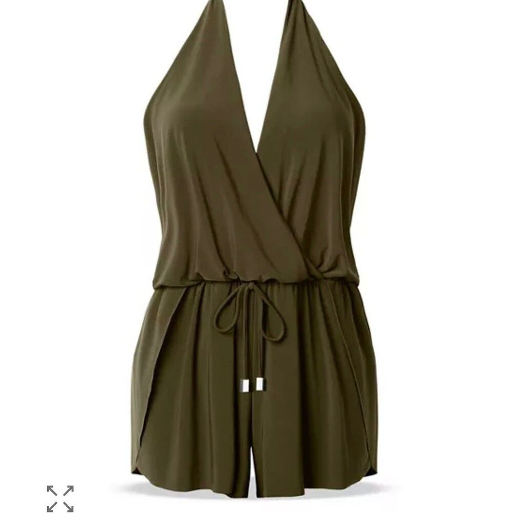 Magicsuit Miraclesuit Bianca Romper Swimsuit Green Womens 14 Halter One Piece